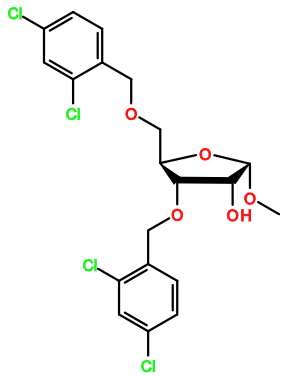 MC095402 Me-3,5-bis-O-(2,4-dichlorobenzyl)-a-D-ribofuranoside